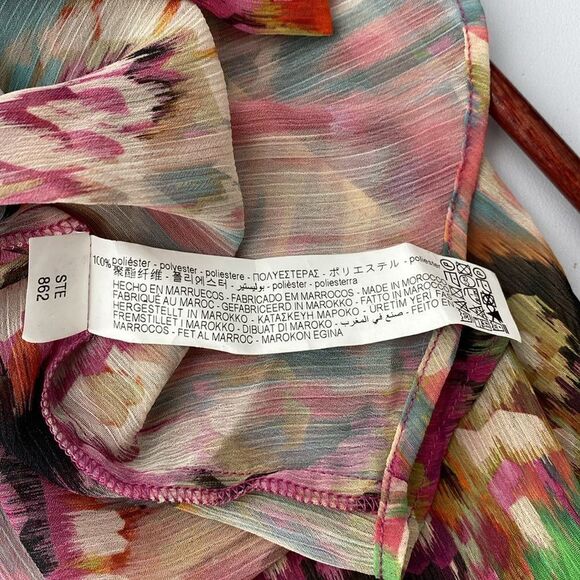 Zara Abstract Colorful Printed Chiffon Blouse - Picture 4 of 4